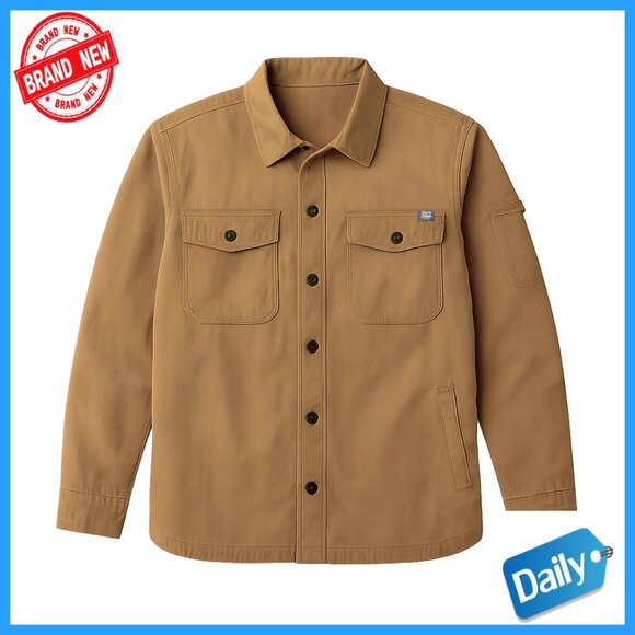 Lightweight Twill Shirt Jacket Classic Rugged Outdoor Utility Adjustable Cuffs